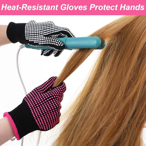 Heat-Resistant Hair Styling Gloves for Curling and Flat Irons - 2 Pack