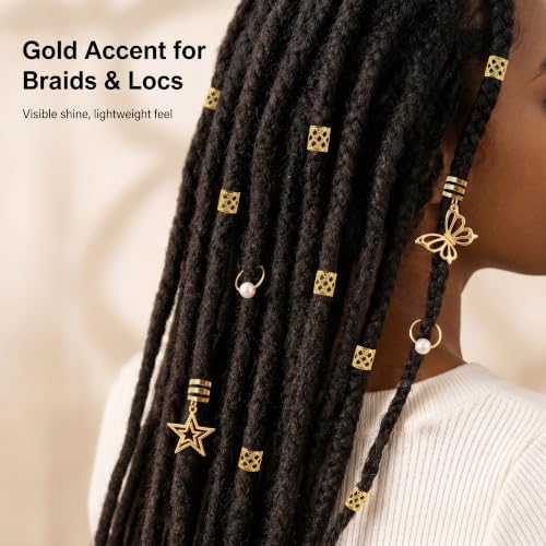 Gold Hair Cuffs for Braids - 25 Pcs Filigree Set