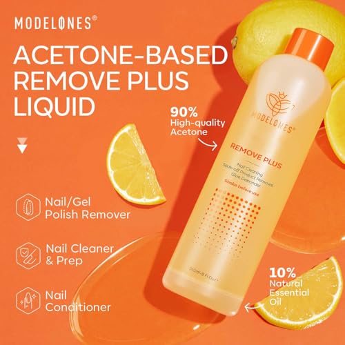 Modelones Acetone Gel Nail Polish Remover with Jojoba Oil, Lemon - 8 fl oz