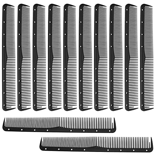 Leinuosen Carbon Fine Cutting Comb Set, 12-Piece Barber Salon Hair Comb
