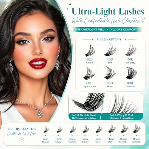 Lash Clusters Kit 600 Pcs D Curl Wispy 9-16mm Extensions
