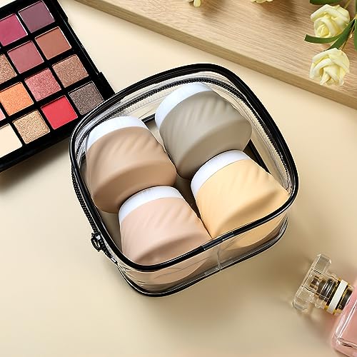 Gemice Silicone Travel Containers 4-Pack Leakproof Cosmetic Jars with Clear Bag