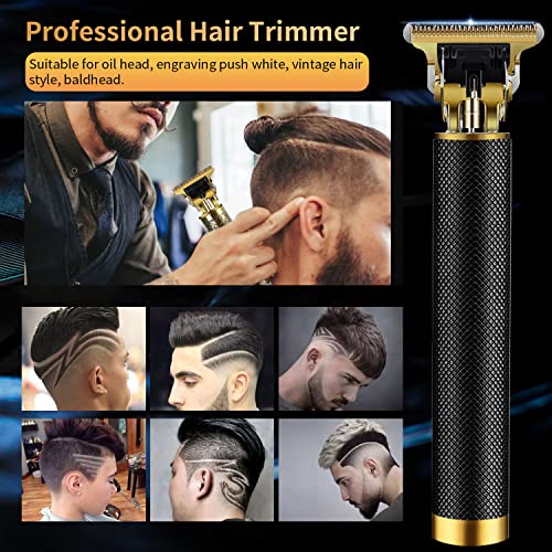 Hair Trimmer for Men, Electric Hair Clippers Cordless Beard Trimmer Shaver Electric T Blade Hair Trimmer, Zero Gapped Hair Clippers Cutting Grooming Kit with Guide Combs Ear Spoon Tool Set, Black.