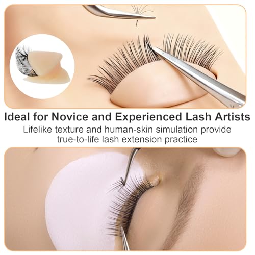 12Pcs Replacement Eyelids for Mannequin Head Silicone Rubber Removable Realistic Eyelash Extension Eyelids for Eyelashes Training Practice Makeup Eyelash Extensions