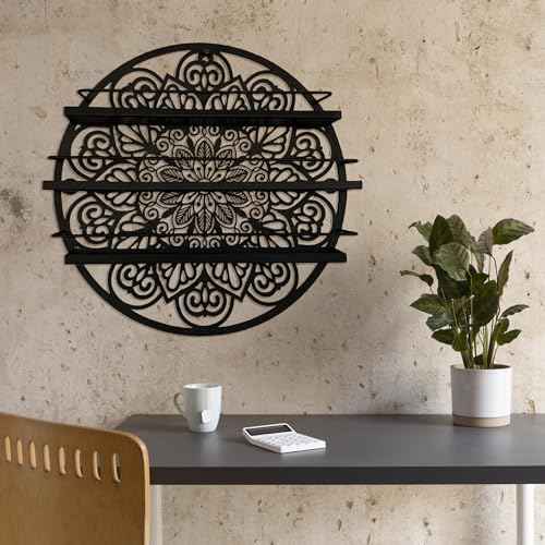 Mandala Shape Shelves - Essential Oil & Nail Polish Organizer - Wall Mounted Round Rack - Display Holder - Spice Rack - Black or Gold