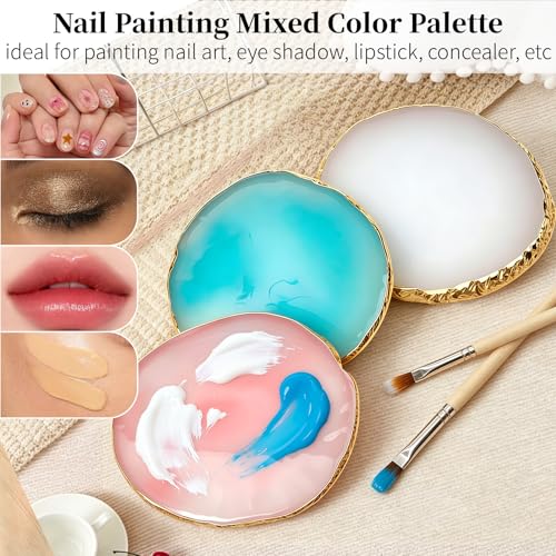 Resin Nail Art Palette Set - 3 Trays with Gilded Edges