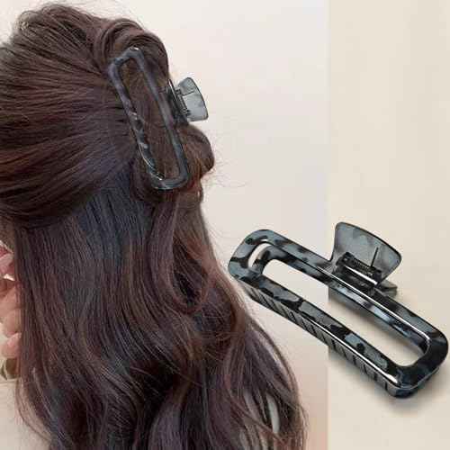 5 Inch Large Unbreakable Hair Claw Clips, No Slip Matte & Glossy Not Easy to Break Square Clip for Women Thick Long Curly Hair, 4 Pack