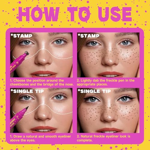 COOL STORY Freckle Stamp Pen 2-in-1 Waterproof Face Makeup Tool, Caramel Brown