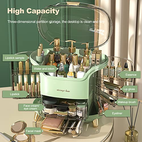 Ergocar Portable Light Luxury Series Multi-Function Make Up Case Dustproof Cosmetic Storage, Skin Care Products Jewelry Organizer Lipstick Box - White