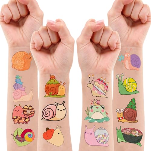 Snail Temporary Tattoos 8 Sheets 81 PCS Party Favors