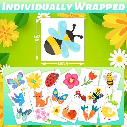 winthrop 240 Pcs Bulk Spring Temporary Tattoos for Kids, Individually Wrapped Waterproof Easter Tattoos, Best Choice for Easter Classroom Matching Game, 60 Different Designs Flower Butterfly