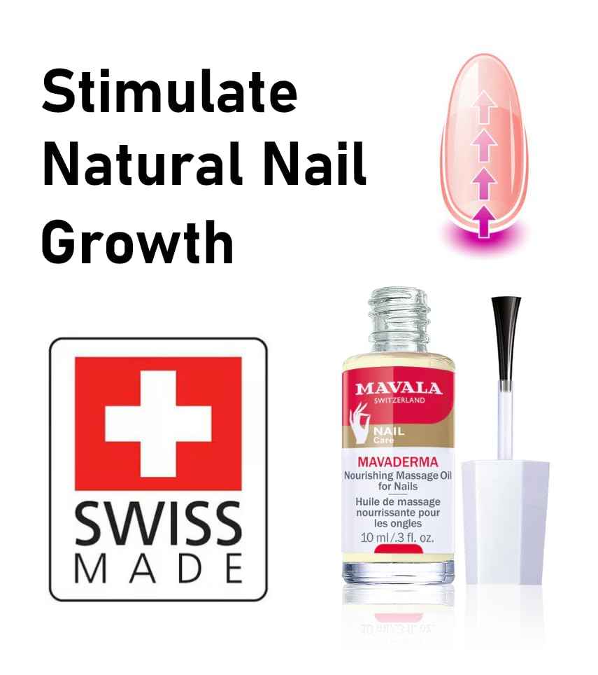 Mavala Mavaderma Nourishing Massage Oil for Nails, Nail Care, Nail Hardener, Cuticle Oil Nail Growth, Moisturizing & Healing Treatment for Cracked Nails & Rigid Cuticles (0.3 Ounce)
