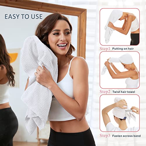 Microfiber Hair Towel Wrap for Long Thick Curly Hair - Fast Dry