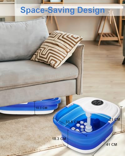 Collapsible Foot Spa Bath with Heat & Remote Control - 16 Massage Rollers