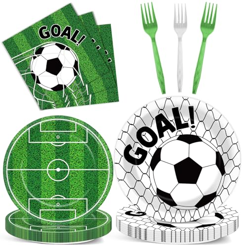 Soccer Party Supplies Set for 25 Guests | Plates & Napkins