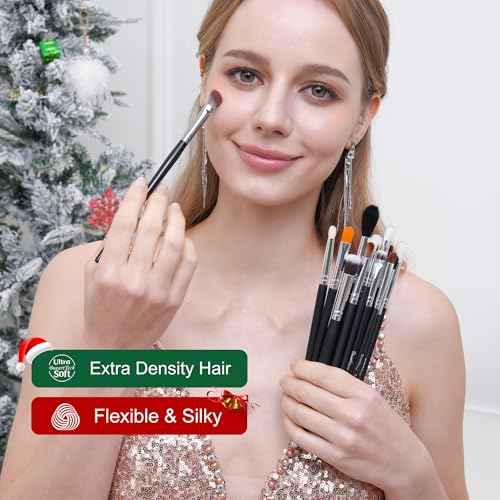 Bueart Design PRO GRADE Natural Hair Eyeshadow Makeup Brush Set,Professional 16Pcs Contour Concealer EyeShadow Eyeliner Brush with Premium Quality for Flawless Eye Makeup Application