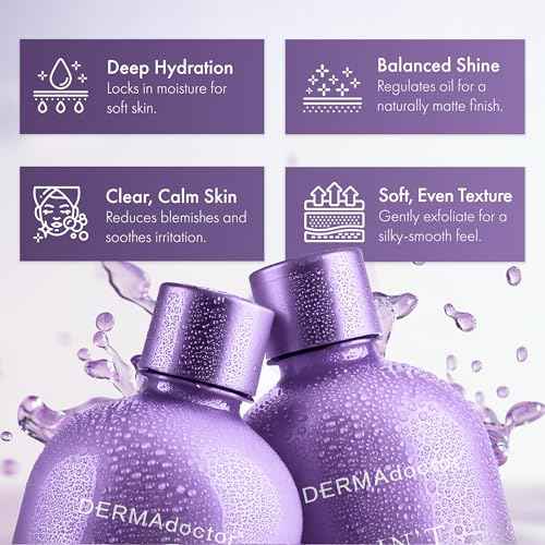 DERMAdoctor Ain't Misbehavin' Dermatologist Formulated Clarifying and Hydrating Toner with Glycolic Acid & Lactic Acid; For Oily and Acne Prone Skin, Pore Minimizer for Face and Body - 6 fl oz