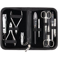 10-Piece Manicure Pedicure Grooming Kit in Leather Case