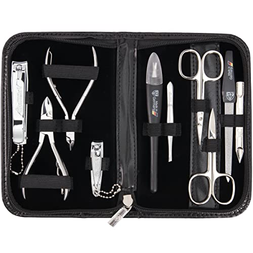 10-Piece Manicure Pedicure Grooming Kit in Leather Case