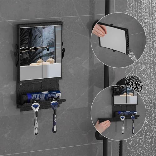 Ettori Fogless Shower Mirror with 1X/3X Magnification & Shelf