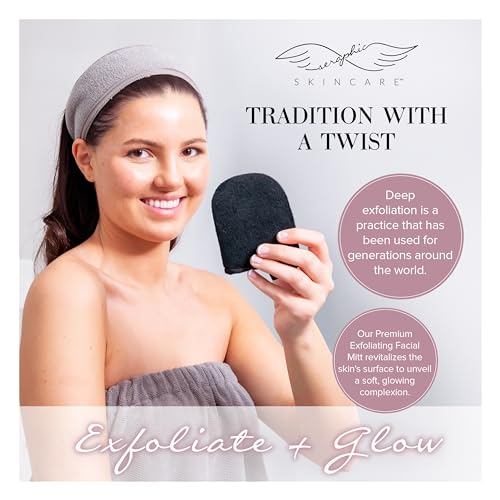Seraphic Skincare Dual-Sided Exfoliating Facial Mitt & Face Scrubber