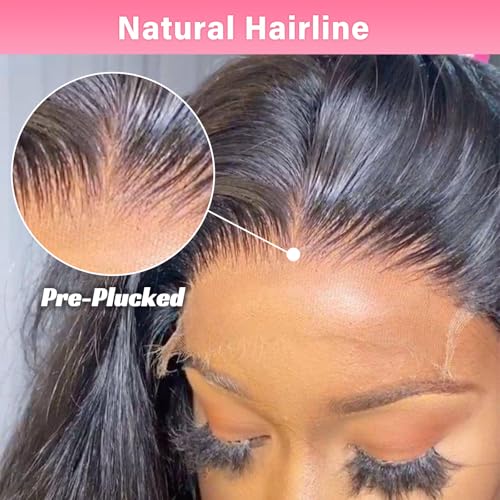 WOWANGEL 2x6 0.095mm Ultra-Thin Skinlike Real HD Lace Frontal & Closure,Body Wave Natural Hairstyles,Pre-Plucked Invisible Hairline,Unprocessed Virgin Human Hair,Invisible Knots HD Lace,16inch
