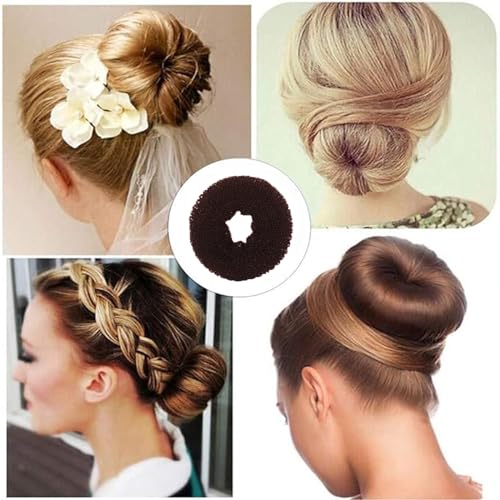 Hair Bun Maker Set - 10 Pc Donut Bun Makers with Pins & Ties