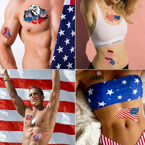 Tazimi 4th of July Temporary Tattoos - 16 Patriotic Sleeves
