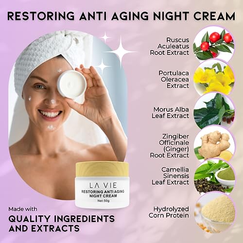 La Vie Anti-Aging Night Cream ? Night Cream for Women Anti-Aging with Niacinamides, Hyaluronic Acid - Retinol Moisturizer Against Wrinkles ? 1.7Fl Oz