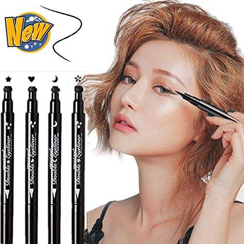 Double-headed Eyeliner Stamp Winged,Waterproof and Smudge proof 4 Pens Eyeliner Stamp. Perfect Wing Cat Eye Stamp, Long Lasting Liquid Eye Liner, Hypoallergenic and Easy to Use