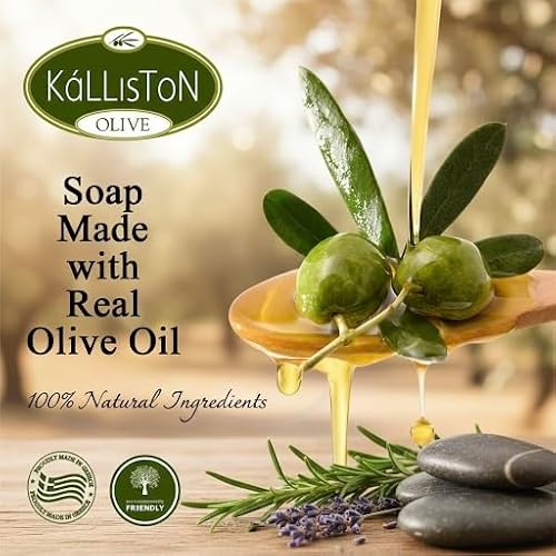 Kalliston, Natural Soap, Extra Virgin Olive Oil Soap Bars, Fragrance Free, All Natural for Smooth Skin, Hypoallergenic, Cruelty Free, Handcrafted in Crete, Greece, Pack of 4