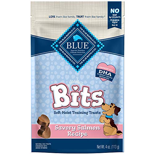 Blue Buffalo Bits Soft Dog Treats for Training, Made with Natural Ingredients & Enhanced with DHA, Savory Salmon Recipe, 4-oz. Bag