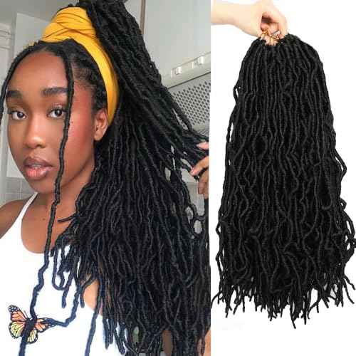 Umylar Faux Locs Crochet Hair 18 Inch Soft Locs Crochet Hair 7 Packs Extensible Pre Looped Faux Locs Crochet Hair For Black Women Synthetic Hair Extension(18 Inch, 1B#)