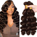Brown Loose Wave Human Hair Bundles - 28-32 Inch #4 Extensions