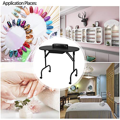 Yaheetech 37-inch Portable Manicure Table Foldable Nail Desk