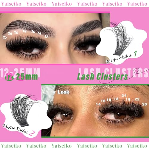 Yaiseiko 280PCS Lash Clusters Kit 12-25mm Volume Eyelash Extensions