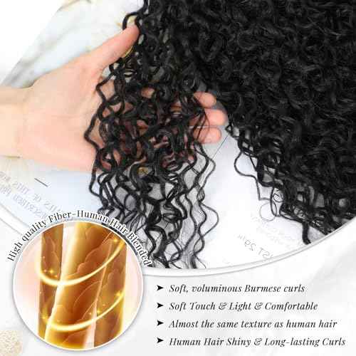 Long Burmese Curly Half Wigs for Black Women, 3 in 1 Glueless Wear and Go Protein Synthetic Hair Flip Over Wig, Soft Natural Human Hair Feel, Lightweight Beginner Friendly, Clip and Leave Out Options
