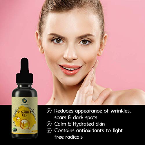 Vitamin E Oil for Skin and Body 30 ML with Almond Oil, Argan Oil & Grape Seed Oil - Best way to Treat Dry Skin and Scars