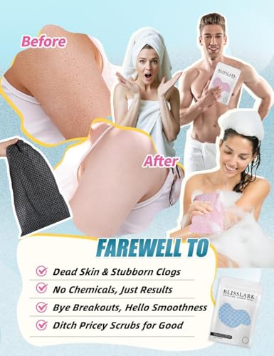 48" Exfoliating Shower Towel for Body & Back Scrub