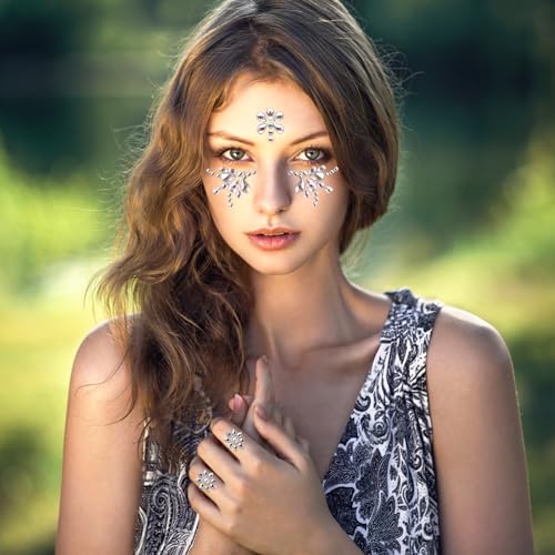 Face Gem Stickers - 6 Sheets Diamond Rhinestone Forehead Stickers