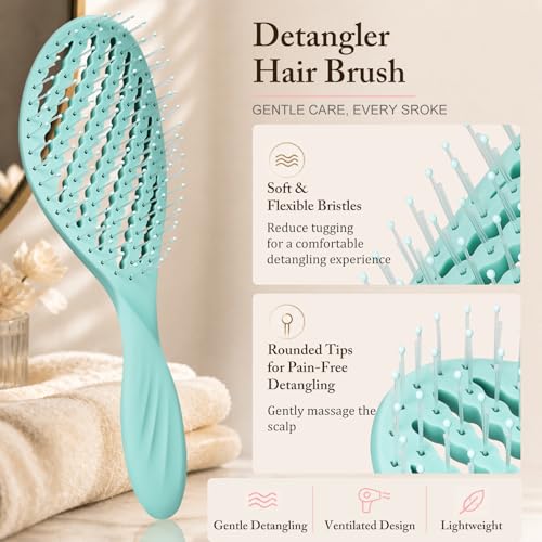 Elfirly Curved Vented Detangler Brush 2-Pack for Fine Hair