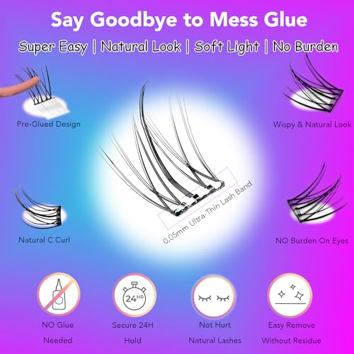 Self Adhesive Eyelash Clusters - 10-12mm Wispy Lashes No Glue