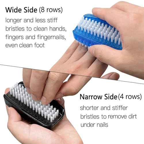 Nail Brush for Cleaning Fingernails Two Sided Fingernail Scrub Brush Soft Stiff Nylon Bristles Scrubber Brush for Hand and Under Nails,4 Pack
