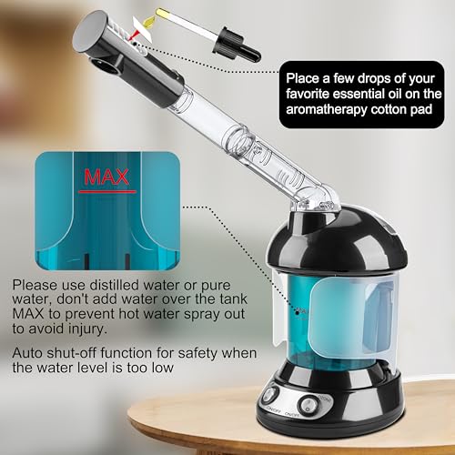 KINLITO 2-in-1 Face & Hair Steamer with Ozone, Ultrasonic Mist for Spa & Deep Cleansing