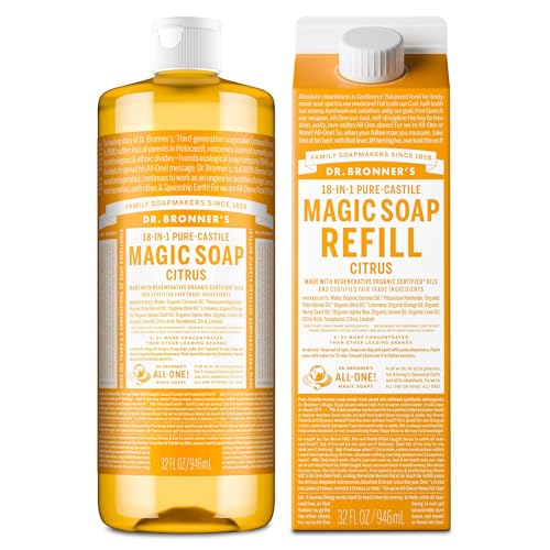 Dr. Bronner's Pure-Castile Citrus Soap - 32oz Vegan Multi-Use