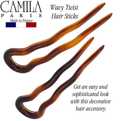 Camila Paris AD823 French Twist Hair Sticks - Tortoise Shell Bun Pins
