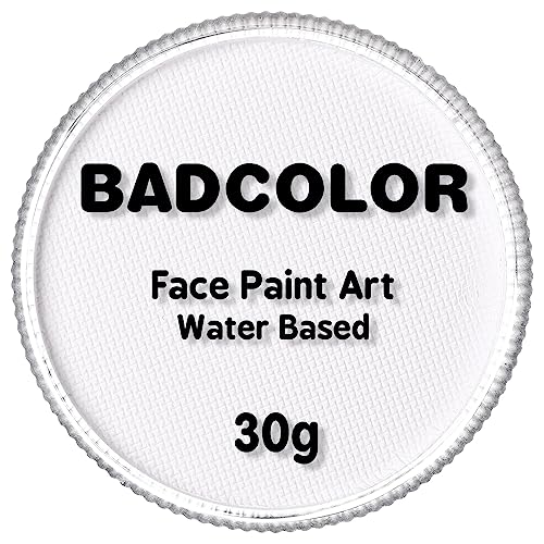 BADCOLOR White Clown Face & Body Paint Kit 30g Water-Activated SFX Makeup for Halloween & Cosplay