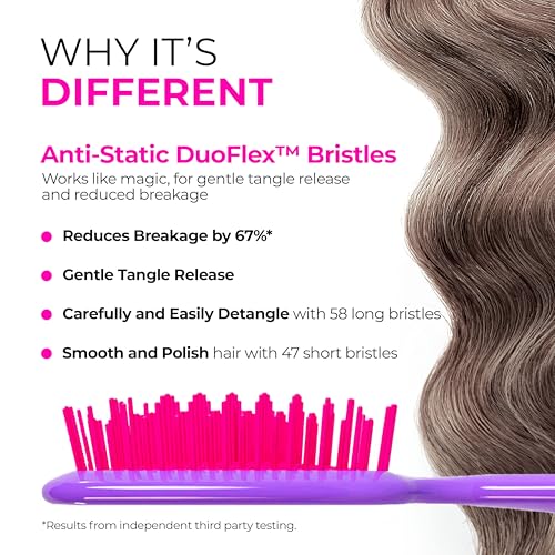 FHI Heat UNbrush Detangling Brush for Pain-Free Brushing on All Wet or Dry Hair Types ? Durable DuoFlex Anti-Static Bristles, Lightweight Handle, Vented Hair Brush
