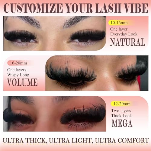 Lash Clusters 10-20mm 200D Volume Eyelash Extensions 224 Pcs