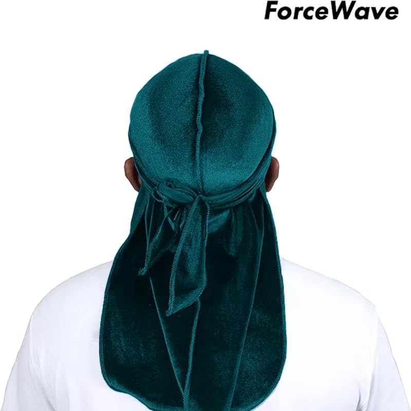 Velvet Durag for Men Wave Cap Premium Dorag for Men Women 360 Wave (Deep Ocean Blue)